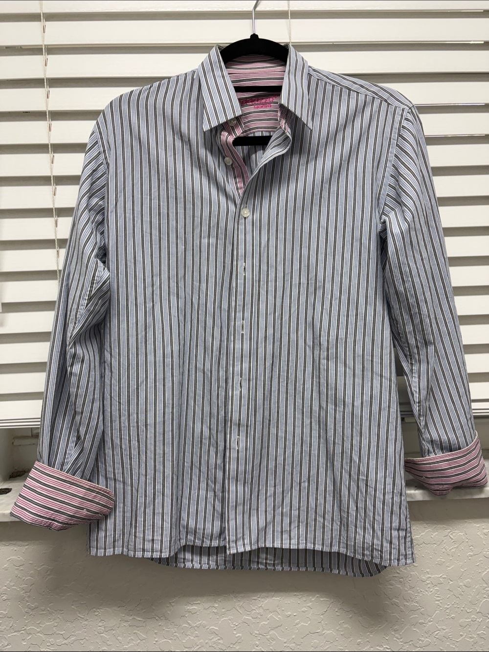 Men's Striped Button-Up Shirt - Blue & Pink